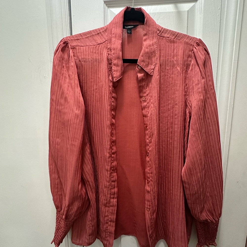 Express Rose Button-Up Blouse - Picture 2 of 5
